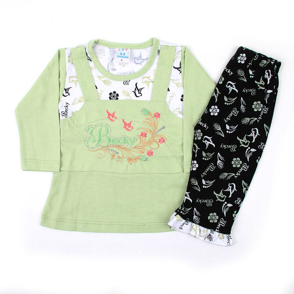 Newborn Girls Full Sleeves Suit - Green, Newborn Girls Sets & Suits, Chase Value, Chase Value