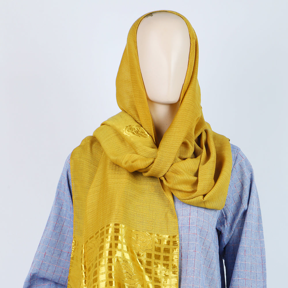 Women's Turkish Jacquard Border - Mustard, Women Shawls & Scarves, Chase Value, Chase Value