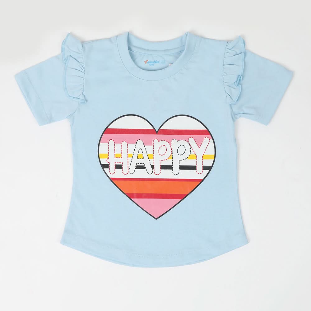 Girls Half Sleeves T-Shirt - Light Blue, Girls T-Shirts, Chase Value, Chase Value