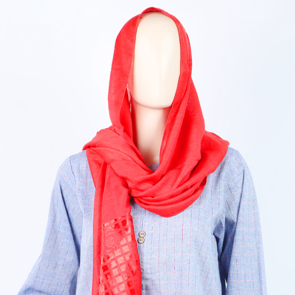 Women's Turkish Jacquard Border - Red, Women Shawls & Scarves, Chase Value, Chase Value