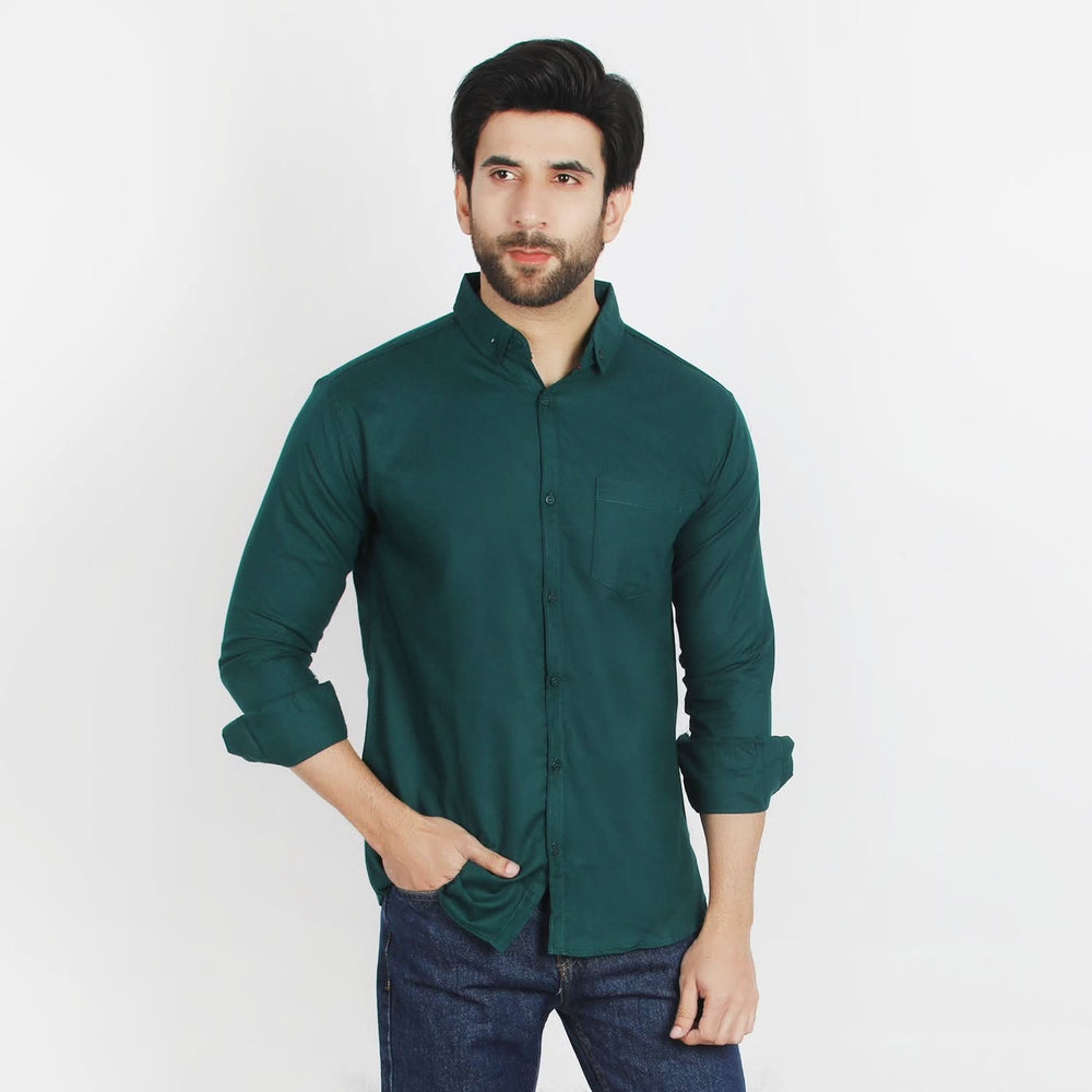 Men's Casual Chambray Shirt - Dark Green, Men's Shirts, Chase Value, Chase Value
