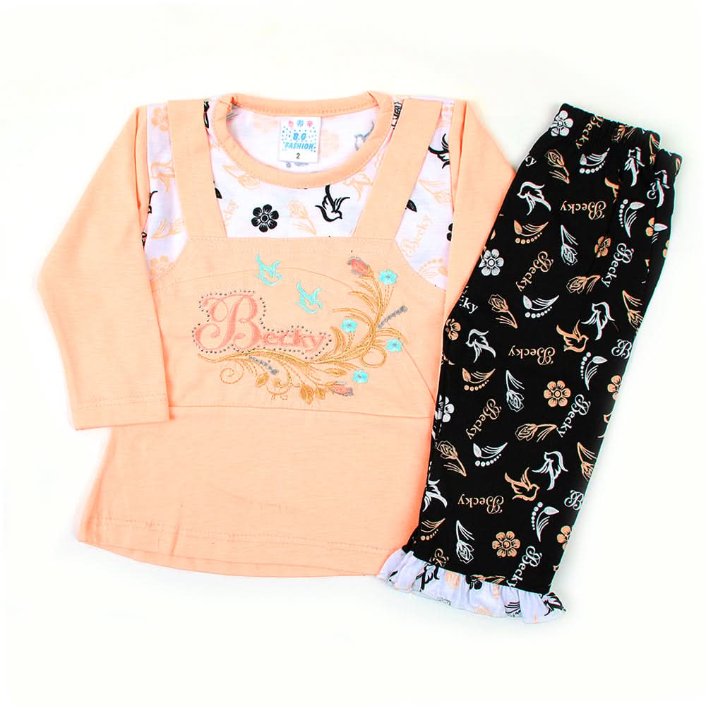 Newborn Girls Full Sleeves Suit - Peach, Newborn Girls Sets & Suits, Chase Value, Chase Value