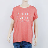 Women's Printed Half Sleeves Top - Tea Pink, Women T-Shirts & Tops, Chase Value, Chase Value