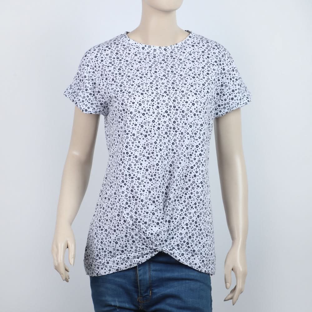 Women's Printed Half Sleeves Top - White, Women T-Shirts & Tops, Chase Value, Chase Value