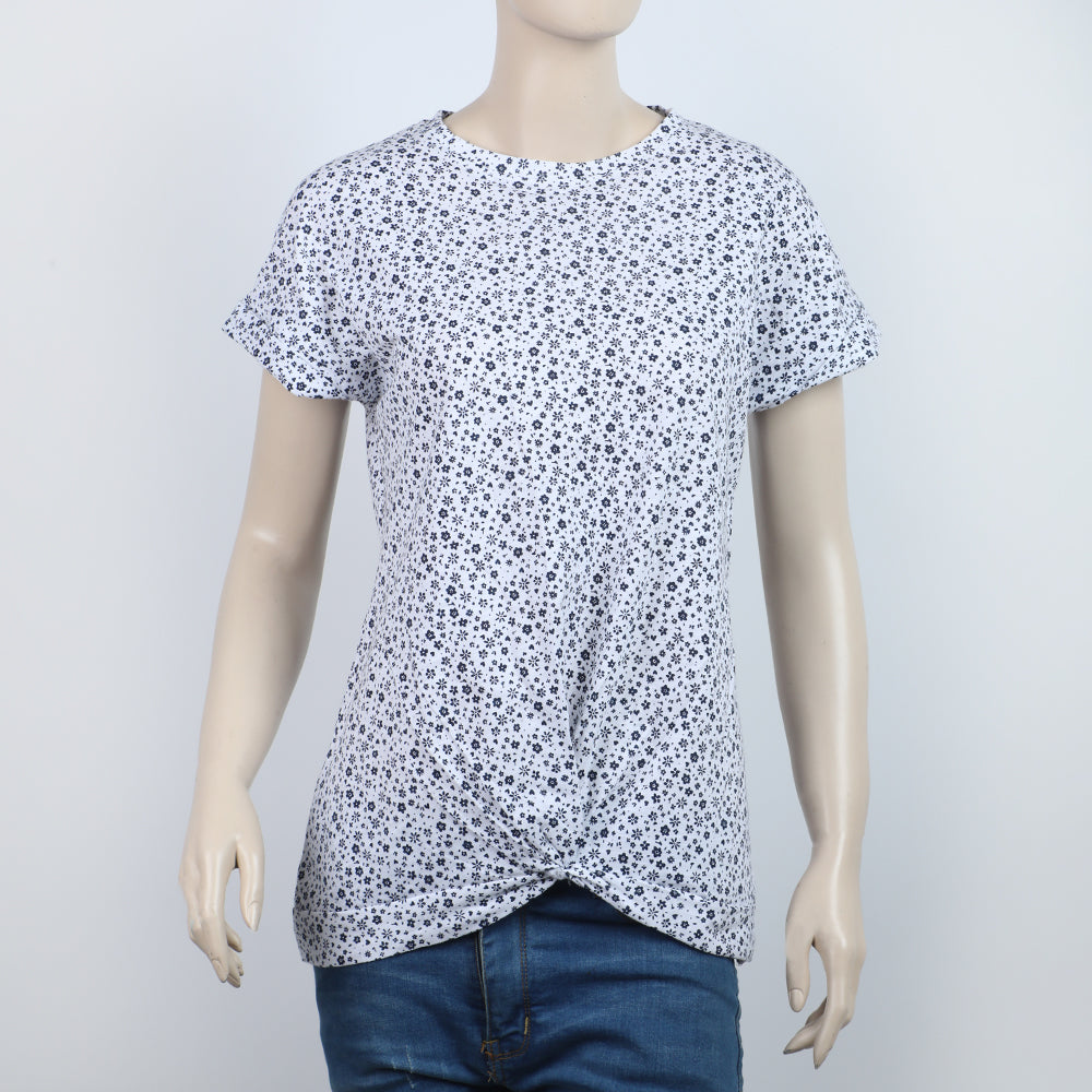 Women's Printed Half Sleeves Top - White, Women T-Shirts & Tops, Chase Value, Chase Value