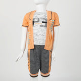 Boys Half Sleeves 3Pcs Suit - Orange, Boys Sets & Suits, Chase Value, Chase Value