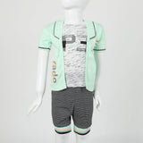 Boys Half Sleeves 3Pcs Suit - Cyan, Boys Sets & Suits, Chase Value, Chase Value