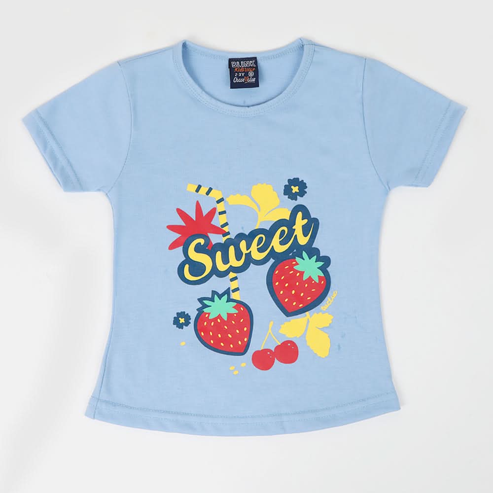 Girls Half Sleeves T-Shirt - Sky Blue, Girls T-Shirts, Chase Value, Chase Value