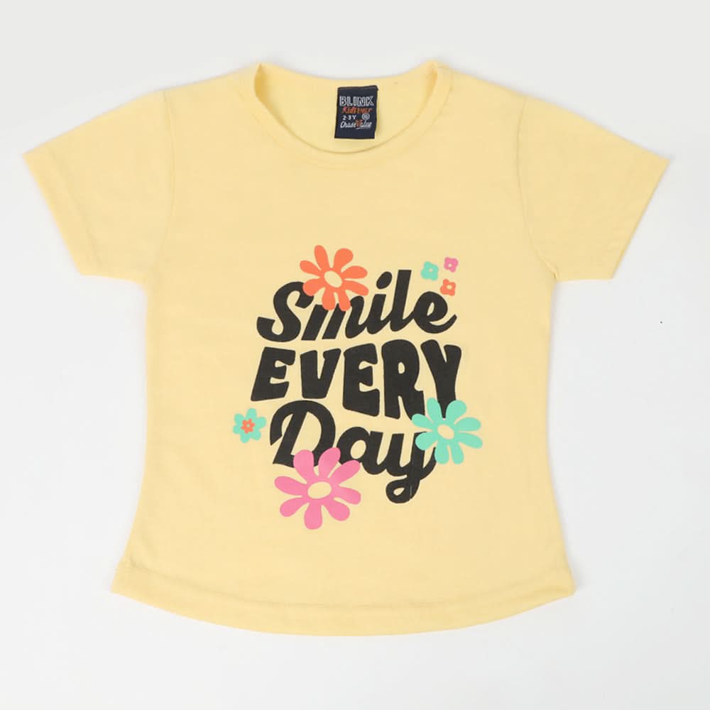 Girls Half Sleeves T-Shirt - Yellow, Girls T-Shirts, Chase Value, Chase Value