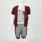 Boys Half Sleeves 3Pcs Suit - Maroon, Boys Sets & Suits, Chase Value, Chase Value