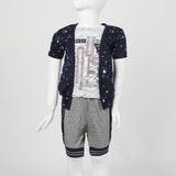Boys Half Sleeves 3Pcs Suit - Navy Blue, Boys Sets & Suits, Chase Value, Chase Value