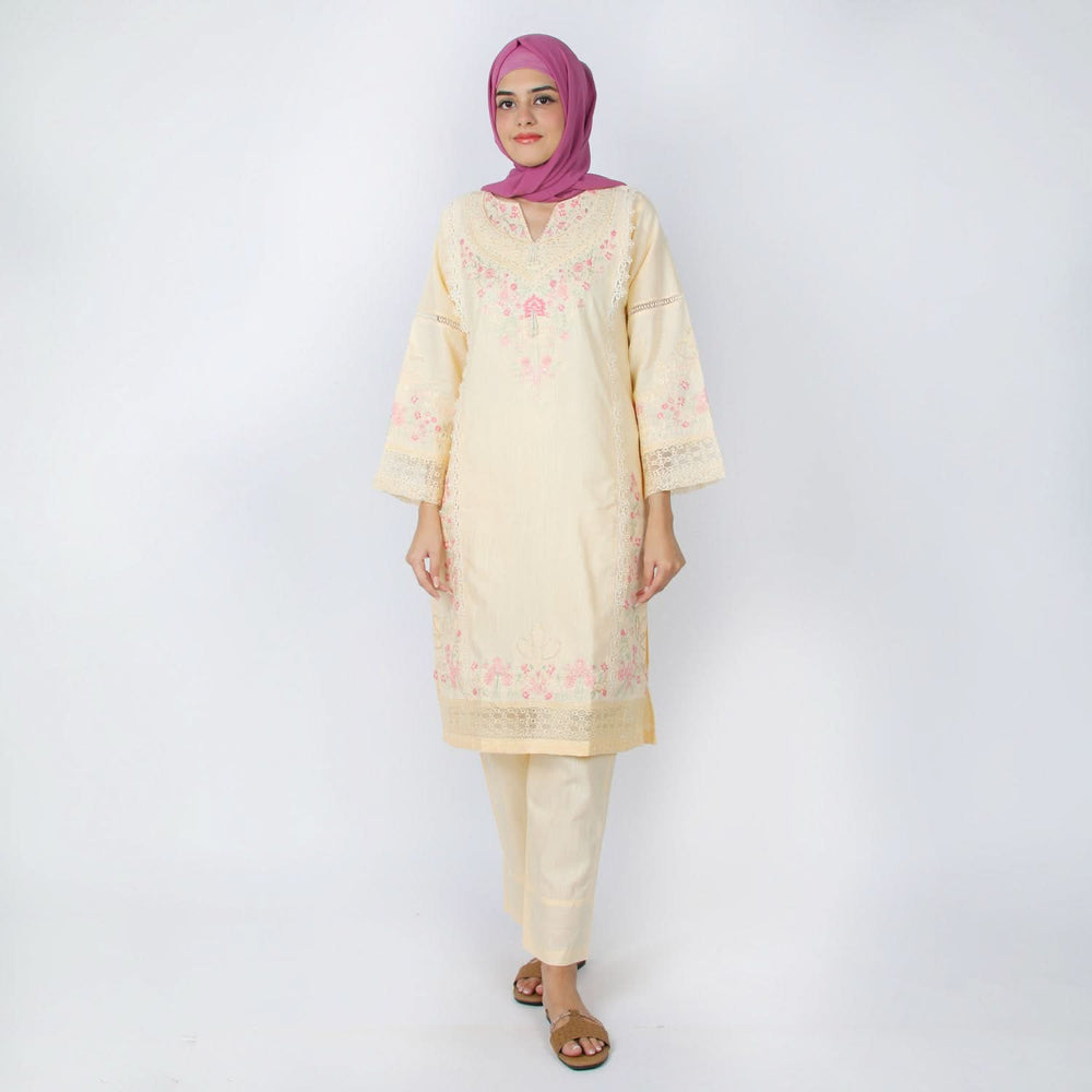 Women's Embroidered 2pcs Suit - Light Peach, Women Shalwar Suits, Chase Value, Chase Value