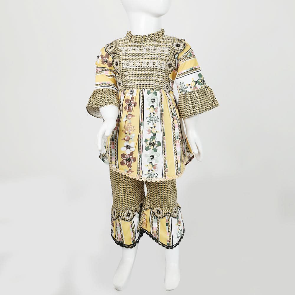 Girls Embroidered Shalwar Suit - Mustard, Girls Shalwar Kameez, Chase Value, Chase Value