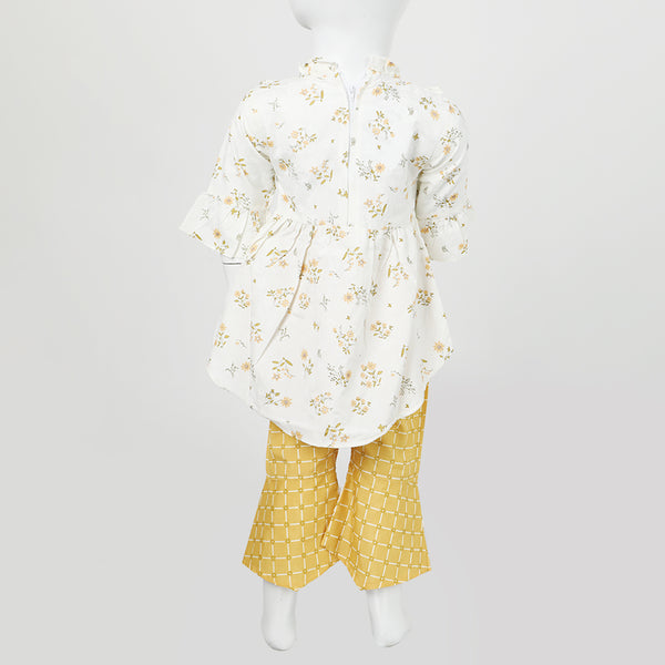 Girls Embroidered Shalwar Suit - Off White