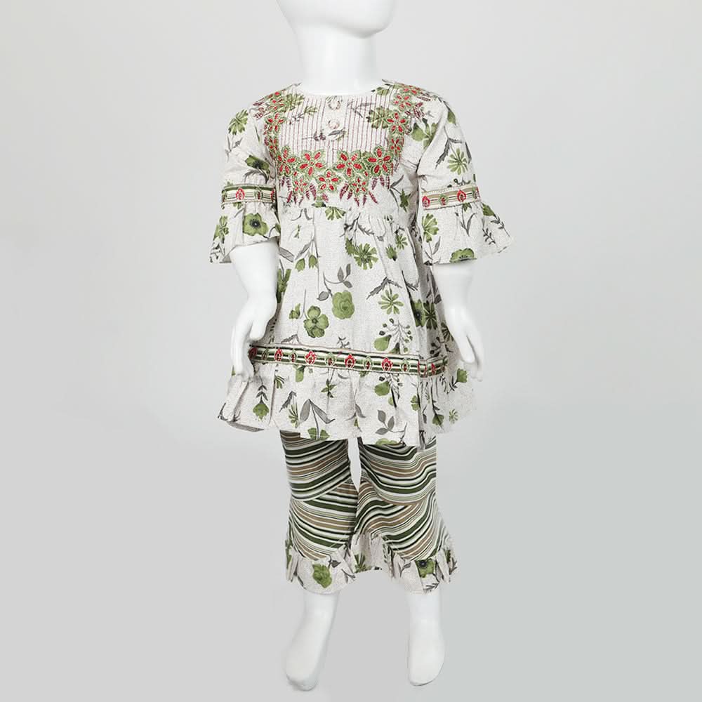 Girls Embroidered Shalwar Suit - Fawn, Girls Shalwar Kameez, Chase Value, Chase Value