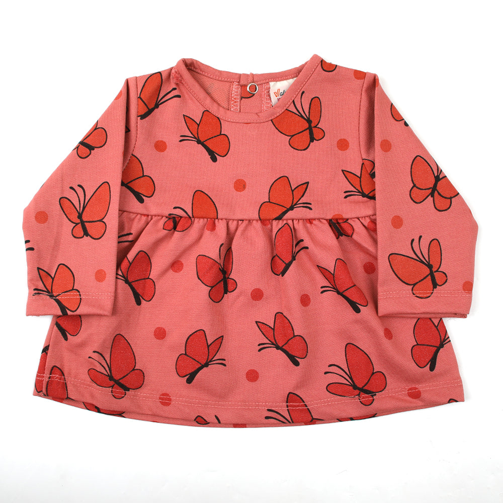 Newborn Girls Full Sleeves Frock - Tea Pink, Newborn Girls Frocks, Chase Value, Chase Value