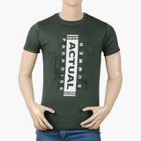 Men's Half Sleeves Round Neck Printed T-Shirt - Olive Green, Men's T-Shirts & Polos, Chase Value, Chase Value