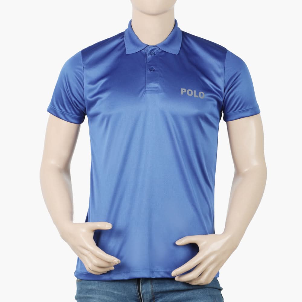 Men's Half Sleeves Plain Polo T-Shirt - Blue, Men's T-Shirts & Polos, Chase Value, Chase Value
