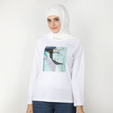 Women's Full Sleeves Printed T-Shirt - White, Women T-Shirts & Tops, Chase Value, Chase Value