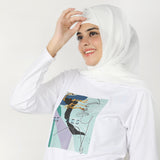 Women's Full Sleeves Printed T-Shirt - White, Women T-Shirts & Tops, Chase Value, Chase Value