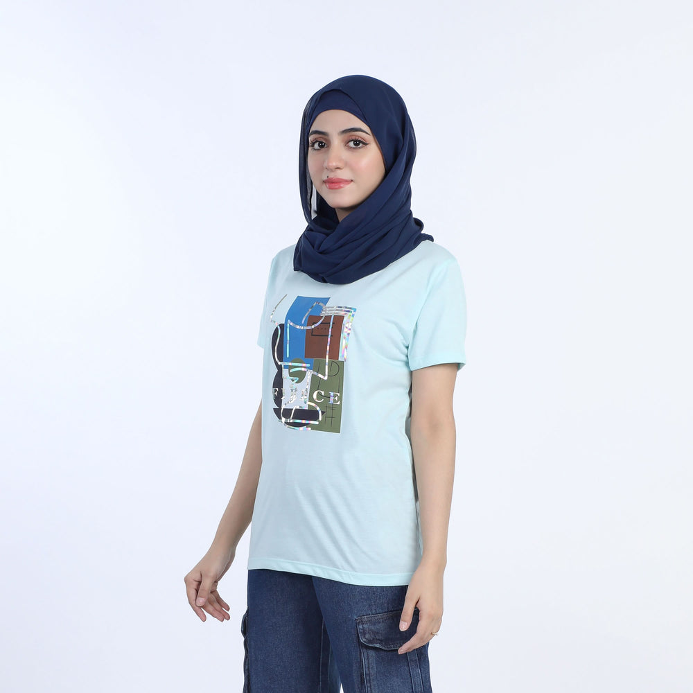 Valuable Women's Half Sleeves T-shirt - Light Blue, Women T-Shirts & Tops, Chase Value, Chase Value