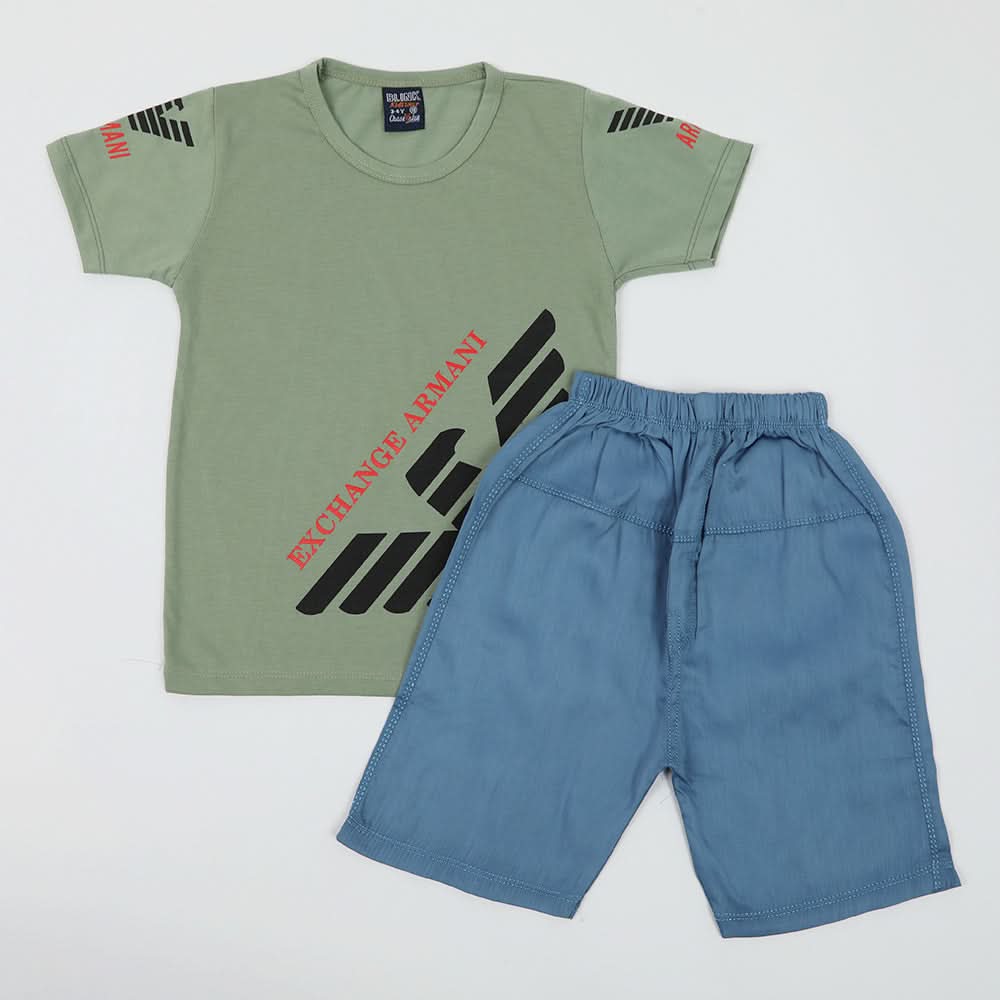 Boys Half Sleeves Suit - Olive Green, Boys Sets & Suits, Chase Value, Chase Value