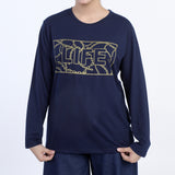 Women's Full Sleeves Printed T-Shirt - Navy Blue, Women T-Shirts & Tops, Chase Value, Chase Value