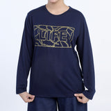 Women's Full Sleeves Printed T-Shirt - Navy Blue, Women T-Shirts & Tops, Chase Value, Chase Value