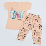 Girls Half Sleeves Capri Suit - Peach, Girls Suits, Chase Value, Chase Value