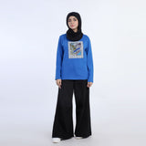 Women's Full Sleeves Printed T-Shirt - Blue, Women T-Shirts & Tops, Chase Value, Chase Value