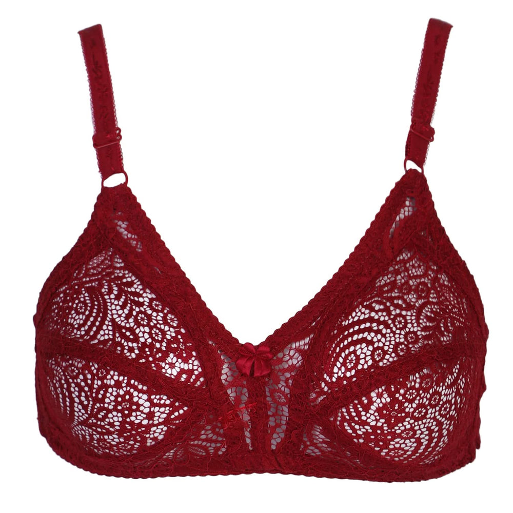 Women's Transparent Net Bra - Maroon, Women Bras, Chase Value, Chase Value