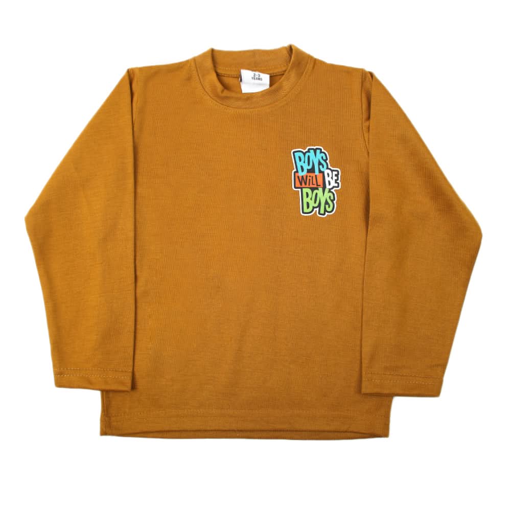 Boys Full Sleeves T-Shirt - Mustard, Boys T-Shirts, Chase Value, Chase Value