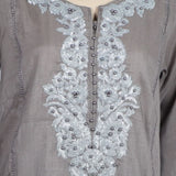Women's Raw Silk With Embroidered 3Pcs Suit - Dark Grey, Women Shalwar Suits, Chase Value, Chase Value