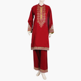 Women's Embroidered Shalwar Suit - Maroon, Women Shalwar Suits, Chase Value, Chase Value