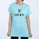 Women's Printed Half Sleeves T-Shirt - Sky Blue, Women T-Shirts & Tops, Chase Value, Chase Value
