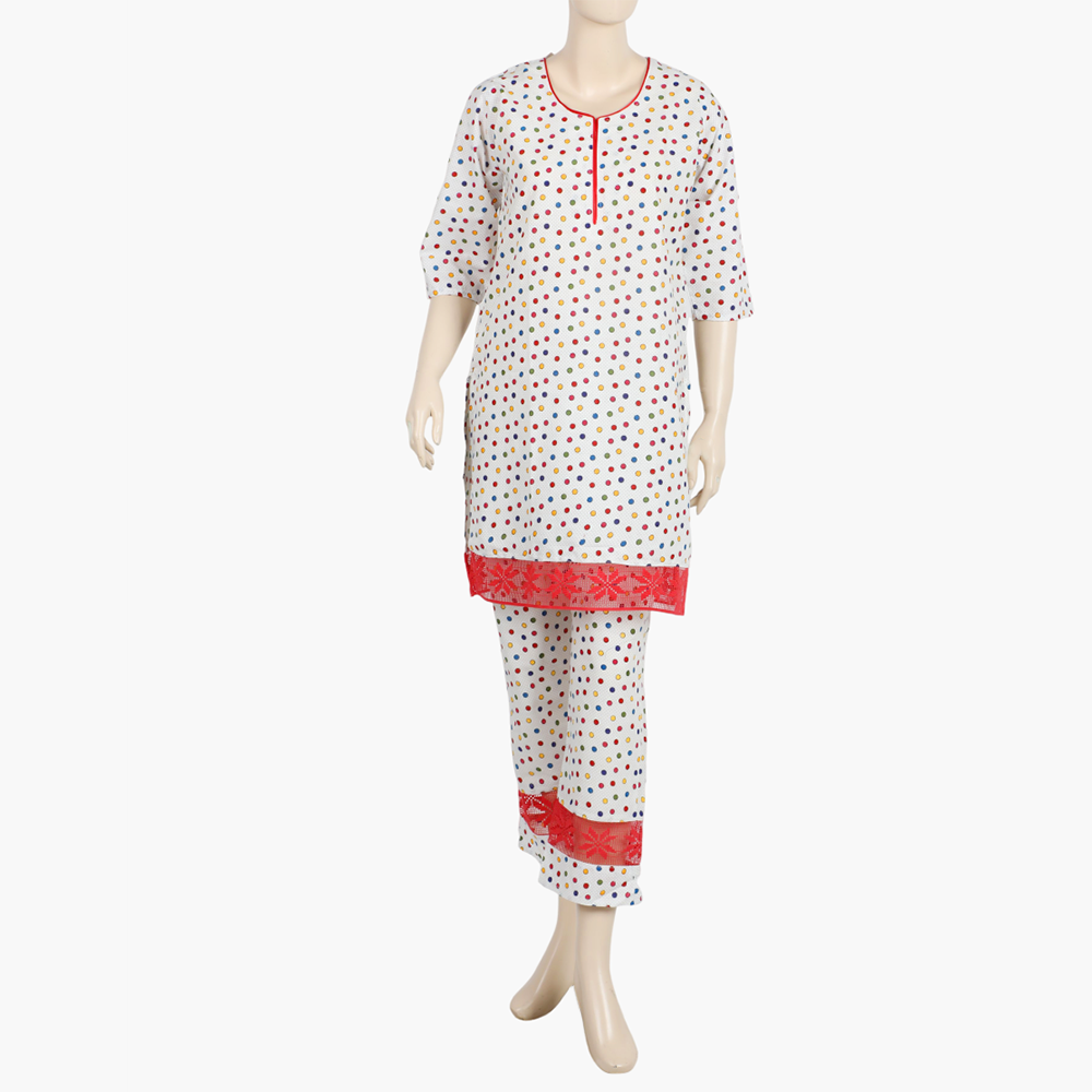 Women's Printed Cotton Co-Ord 2Pcs Suit - Off White, Women Shalwar Suits, Chase Value, Chase Value