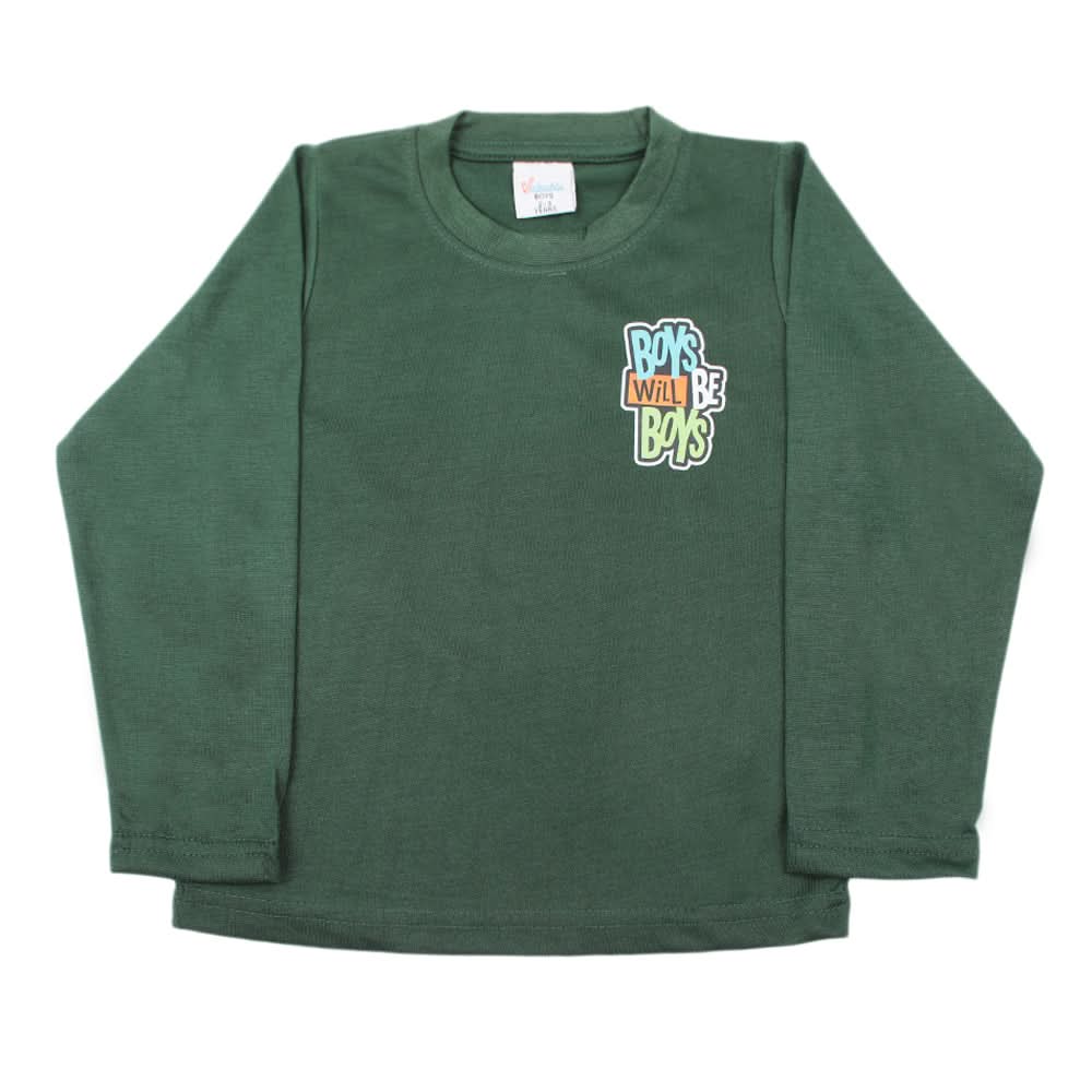 Boys Full Sleeves T-Shirt - Green, Boys T-Shirts, Chase Value, Chase Value