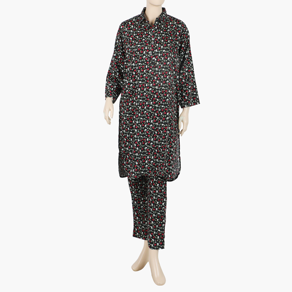 Women's Printed Cord Set - Black, Women Shalwar Suits, Chase Value, Chase Value