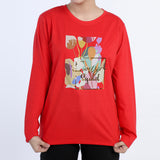 Women's Full Sleeves Printed Top - Red, Women T-Shirts & Tops, Chase Value, Chase Value