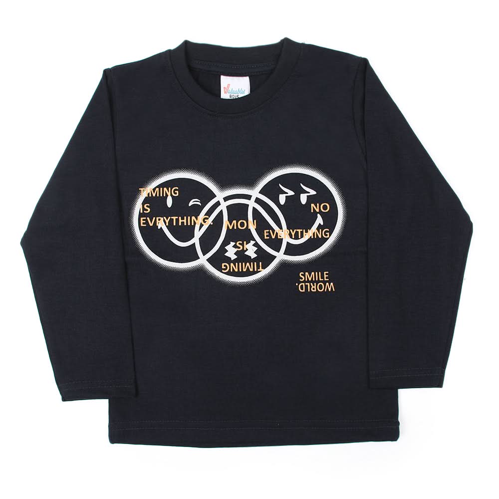 Boys Full Sleeves T-Shirt - Navy Blue, Boys T-Shirts, Chase Value, Chase Value