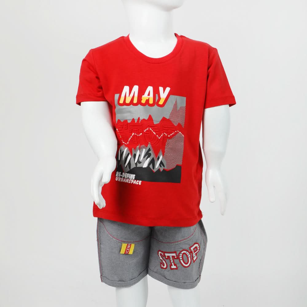 Boys Half Sleeves Suit - Red, Boys Sets & Suits, Chase Value, Chase Value