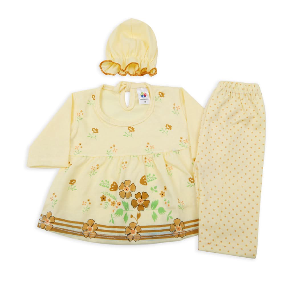 Newbron Girls Full Sleeves Suit - Lemon, Newborn Girls Sets & Suits, Chase Value, Chase Value