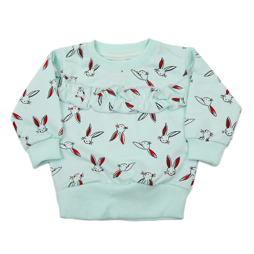 Newborn Girls Full Sleeves T-Shirt - Light Green, Newborn Girls T-Shirts, Chase Value, Chase Value