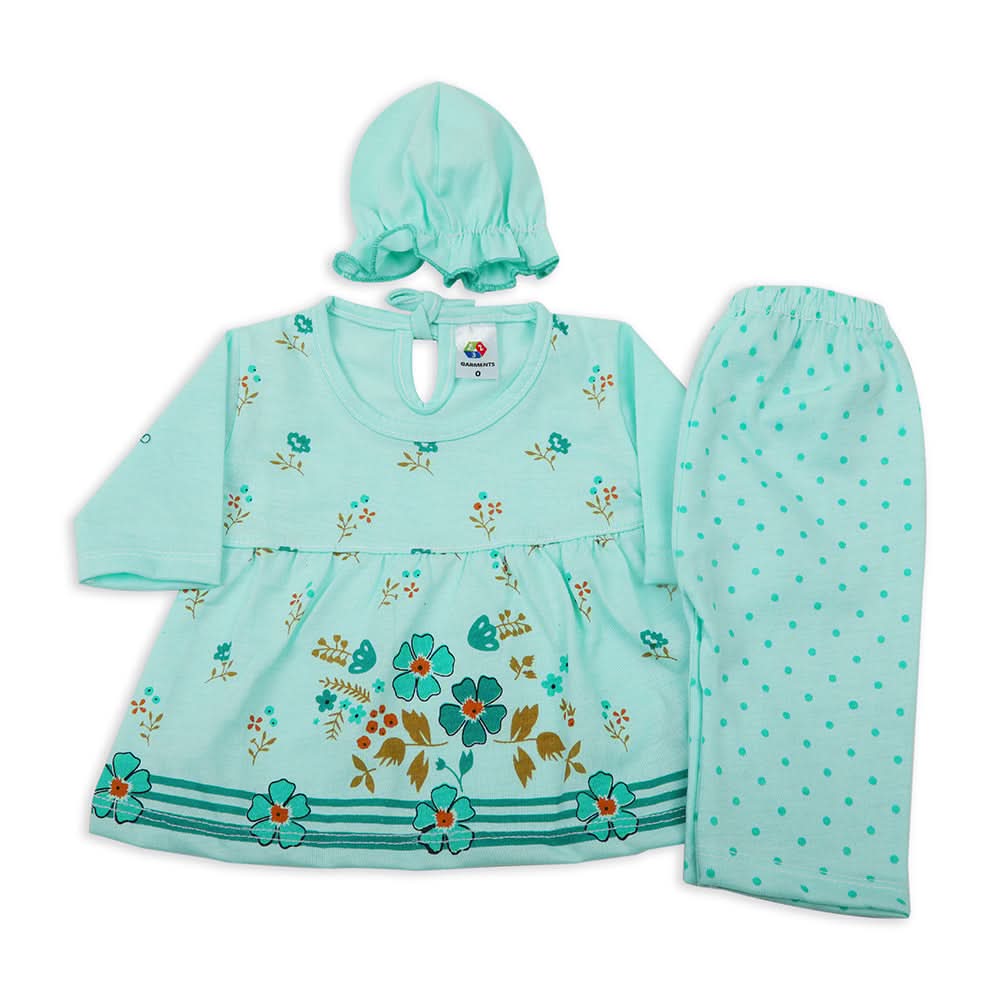 Newbron Girls Full Sleeves Suit - Cyan, Newborn Girls Sets & Suits, Chase Value, Chase Value