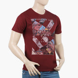 Men's Round Neck Half Sleeves Printed T-Shirt - Maroon, Men's T-Shirts & Polos, Chase Value, Chase Value