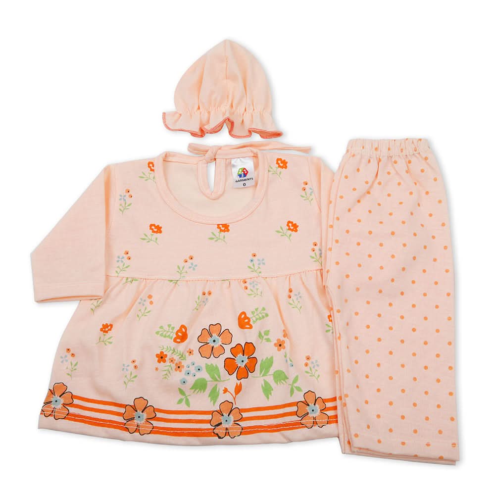 Newbron Girls Full Sleeves Suit - Peach, Newborn Girls Sets & Suits, Chase Value, Chase Value
