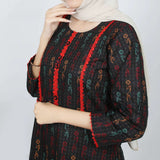 Women's Printed Khaddar Stitched 2pcs Suit - Black, Women Shalwar Suits, Chase Value, Chase Value