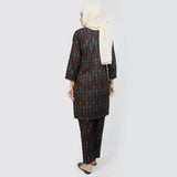 Women's Printed Khaddar Stitched 2pcs Suit - Black, Women Shalwar Suits, Chase Value, Chase Value