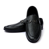 Valuable Black Leather Loafers with Buckle Accent, Men's Formal Shoes, Chase Value, Chase Value