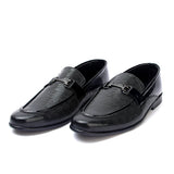 Valuable Black Leather Loafers with Buckle Accent, Men's Formal Shoes, Chase Value, Chase Value